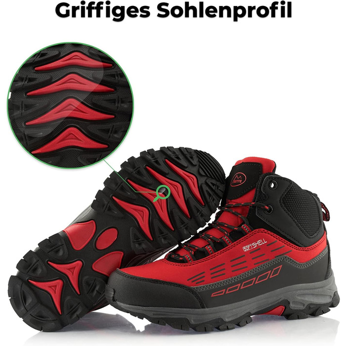 Черевики для піших прогулянок для жінок та чоловіків, водонепроникні зимові черевики (36 EU, червоний, чорний)