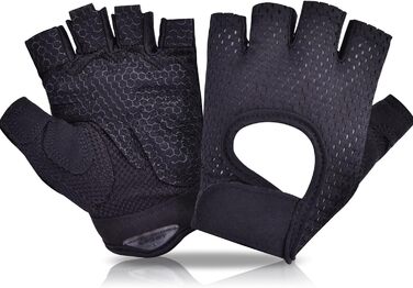 Велосипедні рукавички для жінок та чоловіків, MTB, тренувальні, спортивні, Habfinger, для шосе та гірського велосипеда, силові, з антиковзким покриттям, літні, чорні (L)