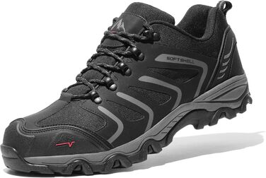 Чоловічі водонепроникні трекінгові черевики NORTIV - легкі, для хайкінгу та кемпінгу (41.5 EU, широкі, чорний/темно-сірий)