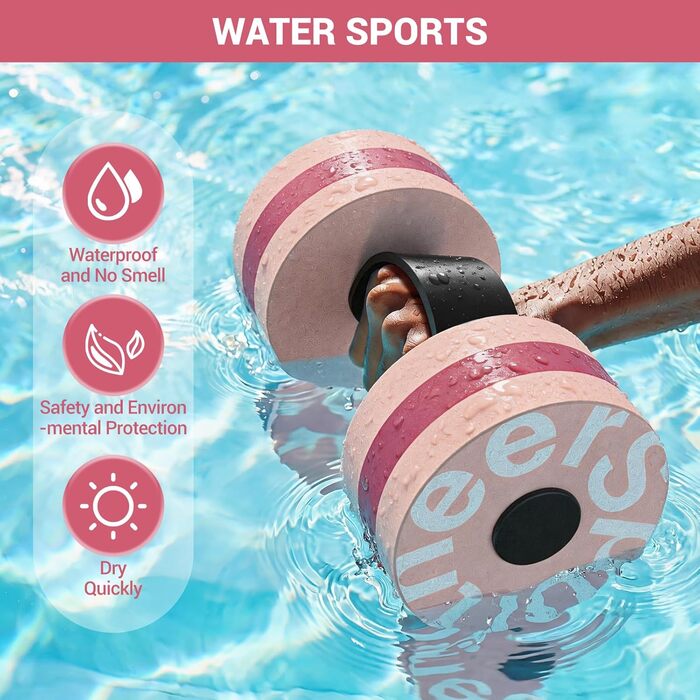 Sportneer Aqua Hanten (2 шт.) - Водні гантелі для аквааеробіки, аквафітнесу та аквабігу (Рожеві, L)