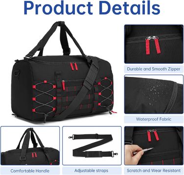 Чоловіча тактична спортивна сумка для подорожей та залу з окремим відділенням для взуття, універсальний дорожній рюкзак-вікенд