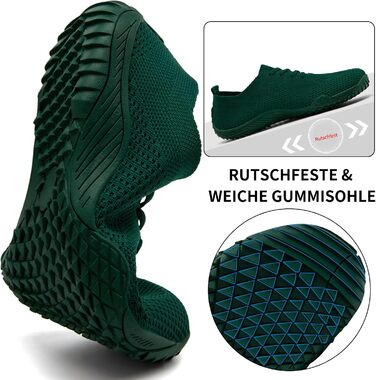 Жіночі кросівки Barfuss: легкі дихаючі сліпони для дому та занять спортом (42 EU, темно-зелені)