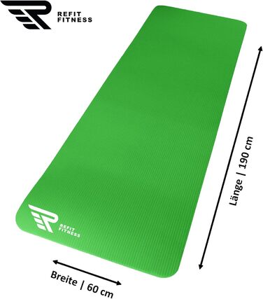 Килимок для йоги та фітнесу Gymnastikmatte Profi 190x60 см, 10 мм, Lime - антиковзкий, NBR, з ременем та сумкою