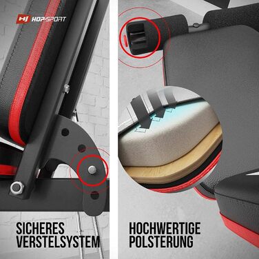 Мультифункціональна лава Hop-Sport HS-1010 для жиму лежачи та тренування всього тіла, регульована спинка, універсальна лавка для дому