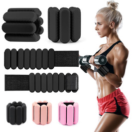 Ваги для зап'ястя та щиколоток для жінок, набір 2 шт (1 фунт кожна), регульовані ваги для ходьби, йоги, танців, пілатесу, фітнесу, тренувань (чорний)