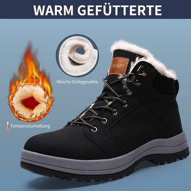 Зимові чоботи Visionreast: водонепроникні трекінгові чоботи для жінок та чоловіків, чорні, 43 EU