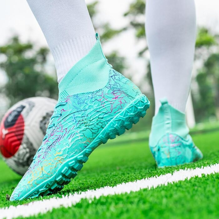 Футбольні бутси KUUK для штучного поля та залу: чоловічі, дитячі, для тренувань, AG, FG, TF, білі, зелені (40 EU)