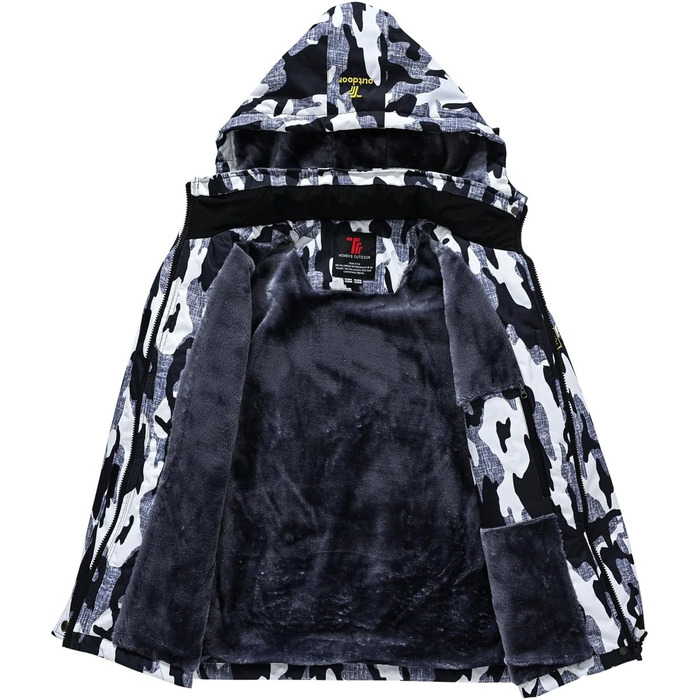 Жіноча зимова куртка YSENTO: водонепроникна, для катання на лижах, софтшелл, флісова, функціональна з капюшоном, білий (XXL, камуфляж)