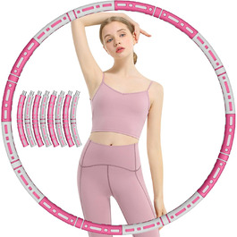 Обруч Hula Hoop TvvaaFog для дорослих і дітей, 1,2 кг, 8 знімних секцій, масажний, посилений сталевий сердечник, червоно-сірий
