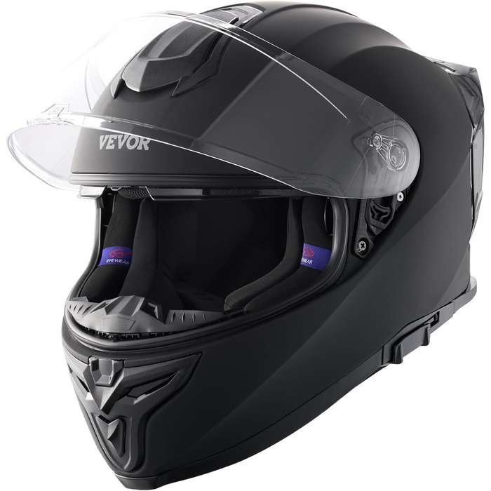 Мотошолом VEVOR інтегральний S, ABS, Bluetooth, змінне скло, DOT, чорний, для підлітків і дорослих