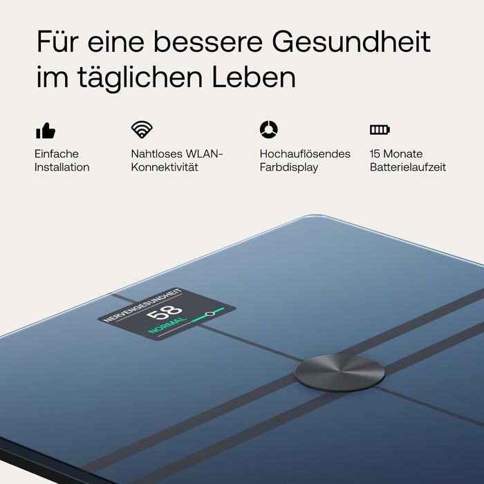Ваги з аналізом складу тіла Withings Body Comp - Wi-Fi, Bluetooth, вимірювання жиру, м'язів, кісток, вісцерального жиру, чорний