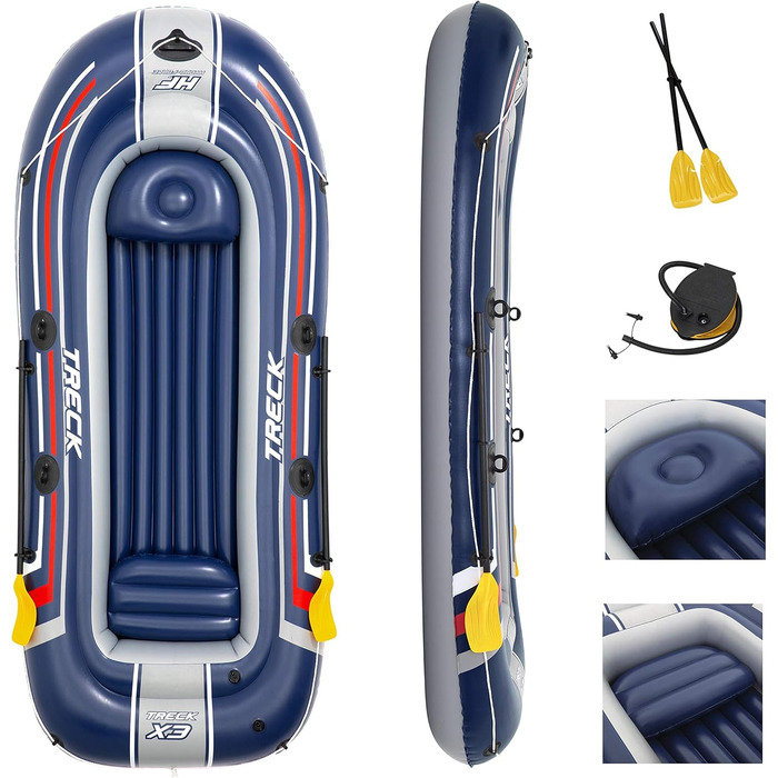 Надувний човен Bestway Hydro-Force Treck X3 для 3 дорослих та 1 дитини, 307x126x39 см, комплект