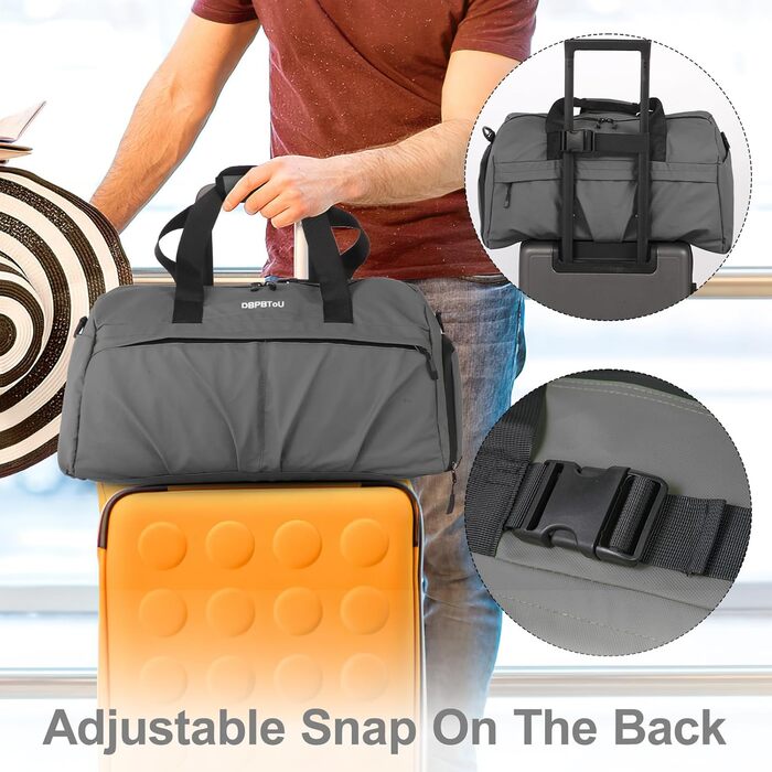 Спортивна сумка для жінок та чоловіків з жорстким матеріалом, дорожня сумка з відділенням для взуття, 2 вентиляційні отвори та відділення для мокрого одягу, водонепроникна сумка-вікендер, спортивна сумка/сума для плавання/сауни (Зелений) (Сірий)