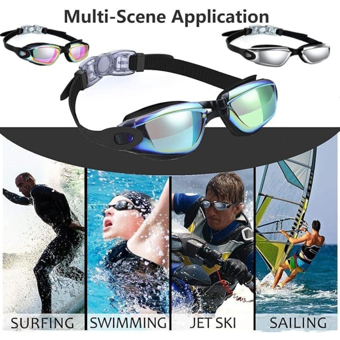 Окуляри для плавання унісекс Schwimmbrille: антизапітніюючі, UV-захист, регульовані, професійні, для дорослих та підлітків (сині/рожеві)