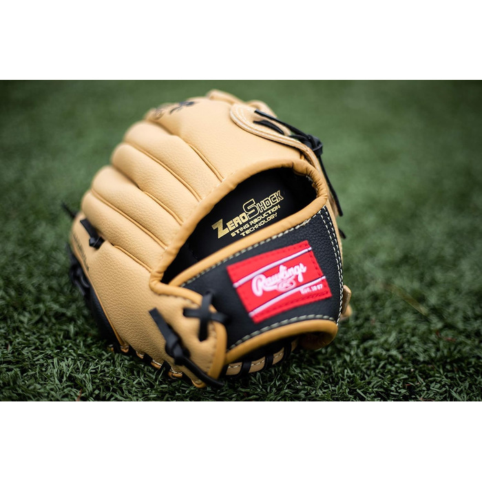 Дитяча бейсбольна рукавичка Rawlings Players Series для T-Ball, правша, 29,2 см (9-11,5''), 7–9 років, верблюжий/чорний