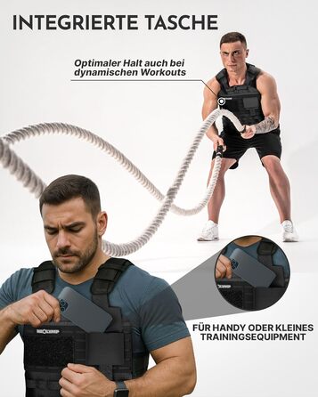 Вага для тренувань Neolymp – Унісекс вага для тіла – Жилет-платформа з кишенею – Не ковзає – Дихаючий та регульований – Обладнання для калістеніки – Вага для дому та тренажерного залу