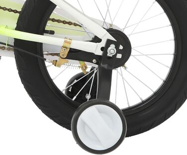 Дитячий велосипед 16 дюймів для дітей 5-8 років, регульована висота, з додатковими колесами та LED-ліхтариком (жовтий)