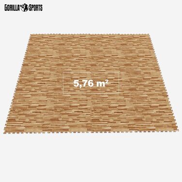 Набір захисних пазл-килимків для підлоги GORILLA SPORTS (16 шт), 60x60x1.2 см, EVA піна, під дерево, 5.76 м² — килимок для фітнесу та тренувань