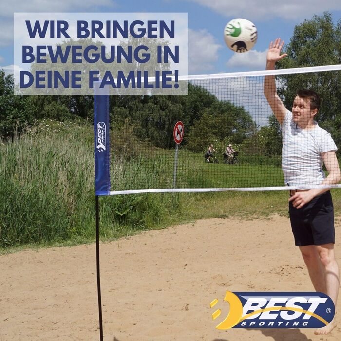 Універсальна сітка для волейболу, бадмінтону, тенісу та футболу Best Sporting 4 в 1, мобільна, для вулиці, ширина 310 см, висота регулюється 90-220 см