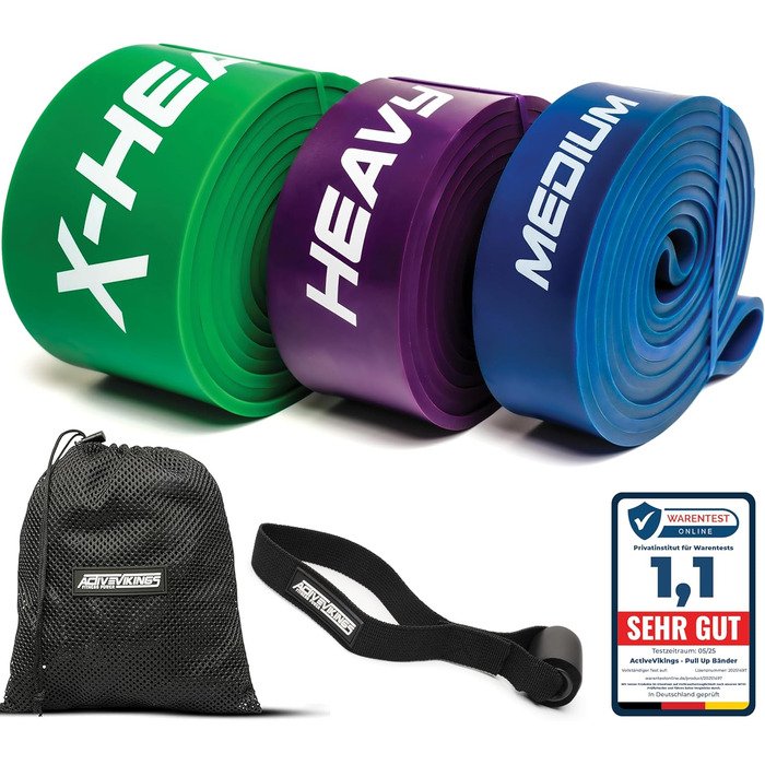 Фітнес-еластичні стрічки опору: окремо або в комплекті з сумкою, дверним анкером (у комплектах) та електронною книгою з тренувань – ідеальні для калістеніки та домашнього спортзалу (I - Pro Package (Синій, Ліловий, Зелений))