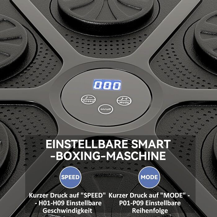 Музична боксерська машина SPORTNOW з LED-підсвіткою, Bluetooth, настінний боксерський мішень для дому, чорна