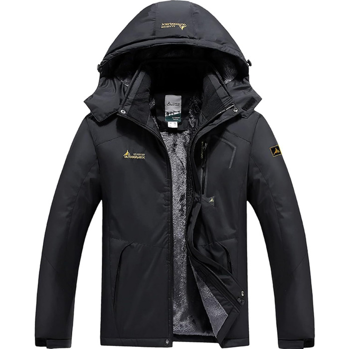 Куртка BenBoy для сноубордингу та лижного спорту: водонепроникна, вітронепроникна, з флісовою підкладкою, дихаюча, для активного відпочинку, з капюшоном, чорна (XS)