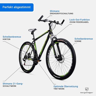 Гірський велосипед Bergsteiger Detroit 29 дюймів, дискові гальма, 21-швидкісна Shimano, амортизаційна вилка з блокуванням, для хлопців і чоловіків, червоно-сірий (матовий), підходить від 170 см