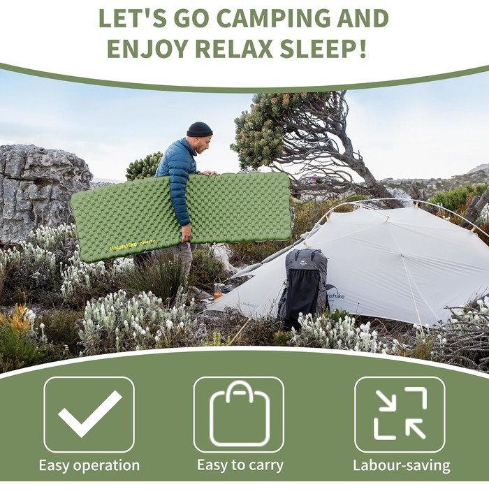 Naturehike IsoMatte Thermal Serie 4.6R - Килимок для кемпінгу Ultralight 4-сезонний (-15°C) Саморозгортання з надувною сумкою, ізольований, високий R-значення, для зими, прямокутний 186*58 см