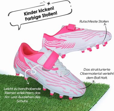 Дитячі футбольні бутси JABASIC для жорсткого поля, розмір 30 EU, білий/рожевий