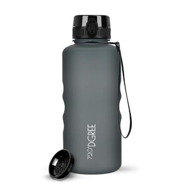 Пляшка спортивна 720°DGREE 'uberBottle' з ситечком, 1.5л, чорна - BPA-Free, для спорту, школи, фітнесу, велосипеда, прогулянок. Легка, Tritan