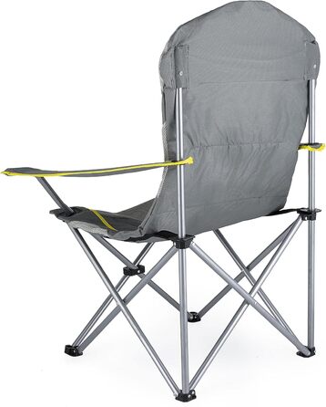 Зручний складаний стул для кемпінгу Outtec: 130 кг, висока спинка, підсклянник, сумка, зелений (сірий)