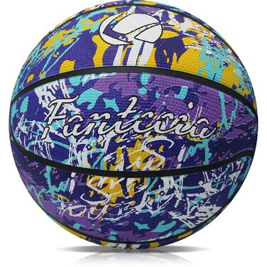 Баскетбольний м'яч Fantecia, розмір 5, з насосом. Ідеальний для вуличних тренувань, початківців, підлітків та дорослих. Матеріал: гума, дизайн: графіті
