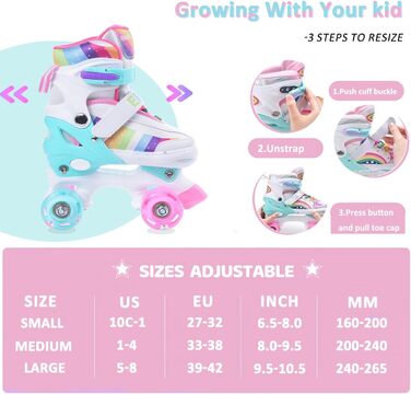 Роликові ковзани для дівчаток ERNAN, регульовані, LED, для підлітків та початківців. 4 розміри, рожевий колір