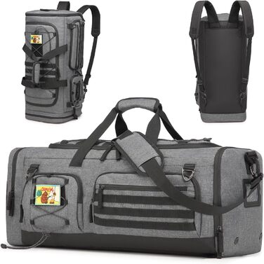 Спортивна сумка 50L для чоловіків 3-в-1 з відділенням для мокрого одягу та взуття, рюкзак, дорожня сумка, валіза ручної поклажі, сумка для тренувань, залу, плавання, подорожей (сіра)