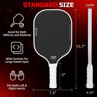 Набір ракет для піклболу BAGAIL: 4 ракети + 4 м'ячі, легкі, з високою амортизацією, ергономічні, для гри в приміщенні та на вулиці