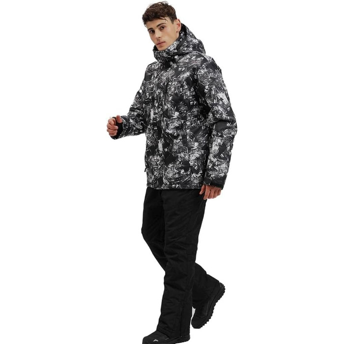 Комплект чоловічого гірськолижного костюма ALSOGO: куртка та штани, теплий, водонепроникний, вітронепроникний, з капюшоном, для сноуборду та гірськолижного спорту, білий, розмір L