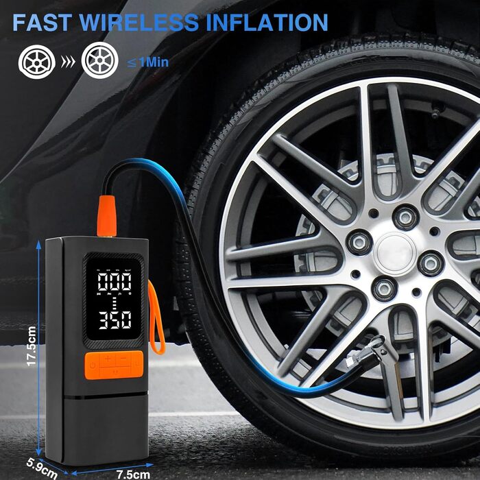 Портативний електричний насос-компресор AAMHHM 150 PSI для велосипедів, мотоциклів, авто і м'ячів, акумуляторний