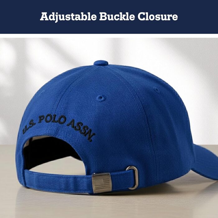 Бейсболка U.S. Polo Assn. з логотипом Pony, 100% бавовна, регульована, темно-синя (Königsblau), один розмір
