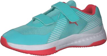 Дитячі спортивні зала-тенісні кросівки PUMA Varion V Jr. 37.5 EU, кольори: Aqua, Sunblaze, White
