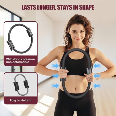 Pilates Essentials Kit ROSAPOAR для жінок: кільце для пілатесу 35 см, м'яч для йоги та еспандери – набір для домашніх тренувань, тонування та скульпторування корпусу