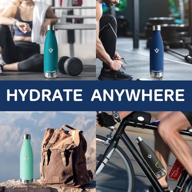 Фляга для води 750 мл, нержавіюча сталь, без BPA, з подвійними стінками, герметична, для спорту, фітнесу, подорожей, кемпінгу, велосипеду, зелений мох (750 мл, Темно-синій-1)