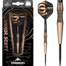Дротики Mission Connor Scutt V2, сталевий наконечник, бронзове покриття PVD, Sniper, 90% вольфрам, різна вага