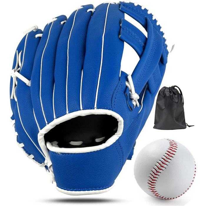 Рукавиця для бейсболу та софтболу дитяча/доросла, з м'ячем, блакитна, 12.5 дюймів