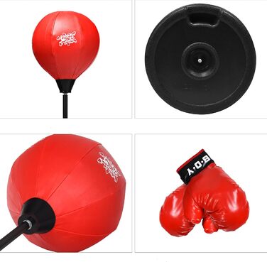 GYMAX Набір для боксу з боксерським мішком 120-154 см, регульований, з рукавичками та насосом, стійка для дітей та дорослих, для боксу, кікбоксингу, швидкісних тренувань, зняття стресу