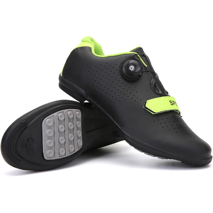 Велосипедні черевики для чоловіків та жінок, для шосе та гірського велосипеда, з гумовою підошвою, дихаючі кросівки, не блокуючі велосипедні черевики MTB, чорні (45 EU)