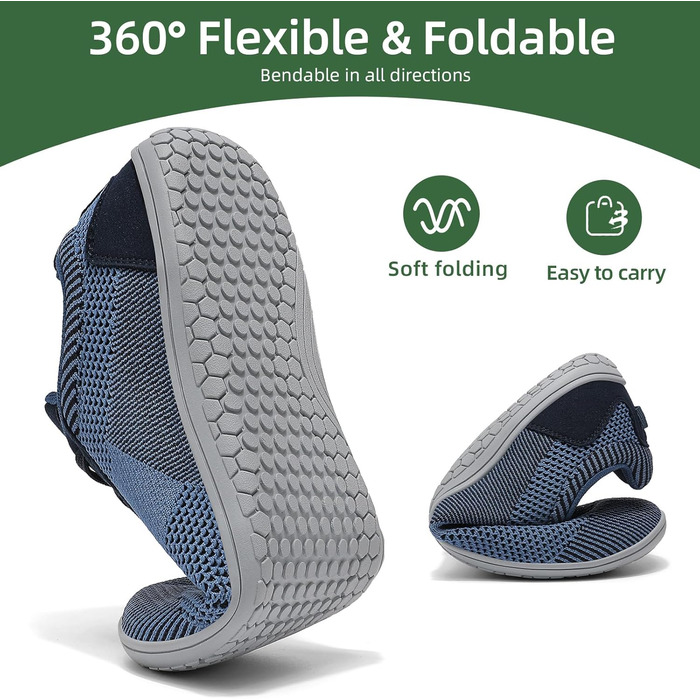 Легкі дихаючі кросівки Barfußschuhe для жінок та чоловіків | Широка передня частина, підошва 4 мм, антиковзаючі | Для спорту, відпочинку, повсякденного носіння (39 EU, Синій)