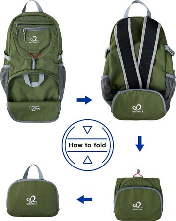WATERFLY ультралегкий складаний рюкзак 20 л для походів, міський рюкзак для чоловіків та жінок, водонепроникний, для туризму, спорту, подорожей