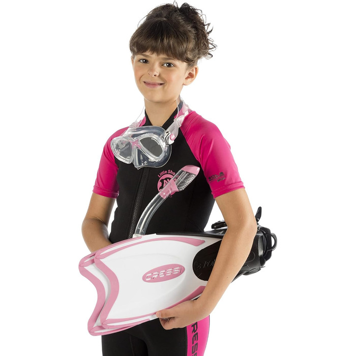 Cressi Palau Kid Bag — дитячий набір для снорклінгу: ласти, маска, трубка, чохол, розмір 29/32, прозорий/рожевий, високоякісний