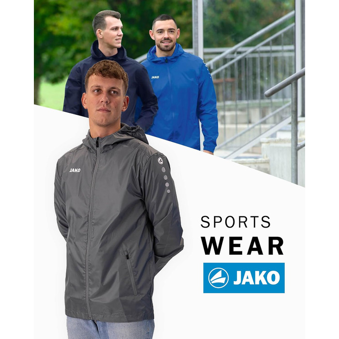 Чоловіча водонепроникна куртка від дощу JAKO, колір стіни-сірий, розмір M