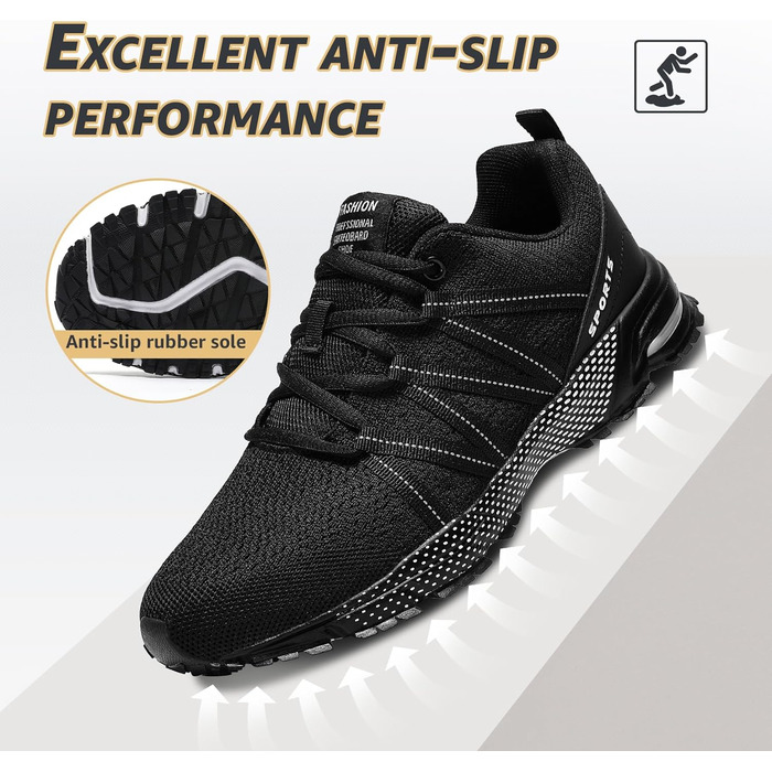 Чоловічі кросівки ASHION для спорту та бігу, легкі, дихаючі, чорні (45 EU)